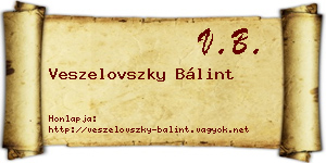 Veszelovszky Bálint névjegykártya